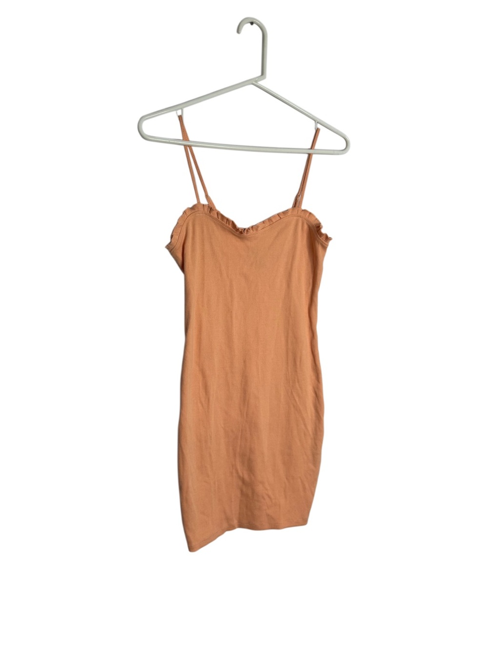 Forever 21 Peach Ribbed Ruffle Trim Tank Dress